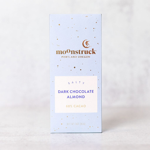 (image for) Moonstruck Chocolate Dark Chocolate Salty Almond Bar - Click Image to Close